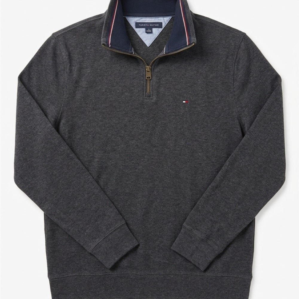 Tommy Hilfiger Men's Charcoal Zip-Up Sweater